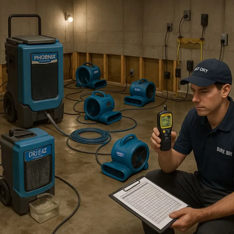 Structural Drying and Dehumidification process in McCaysville, GA